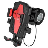 Держатель телефона для мотоцикла/велосипеда HOCO CA73 Flying, зажимной, на руль, черный+красный фото