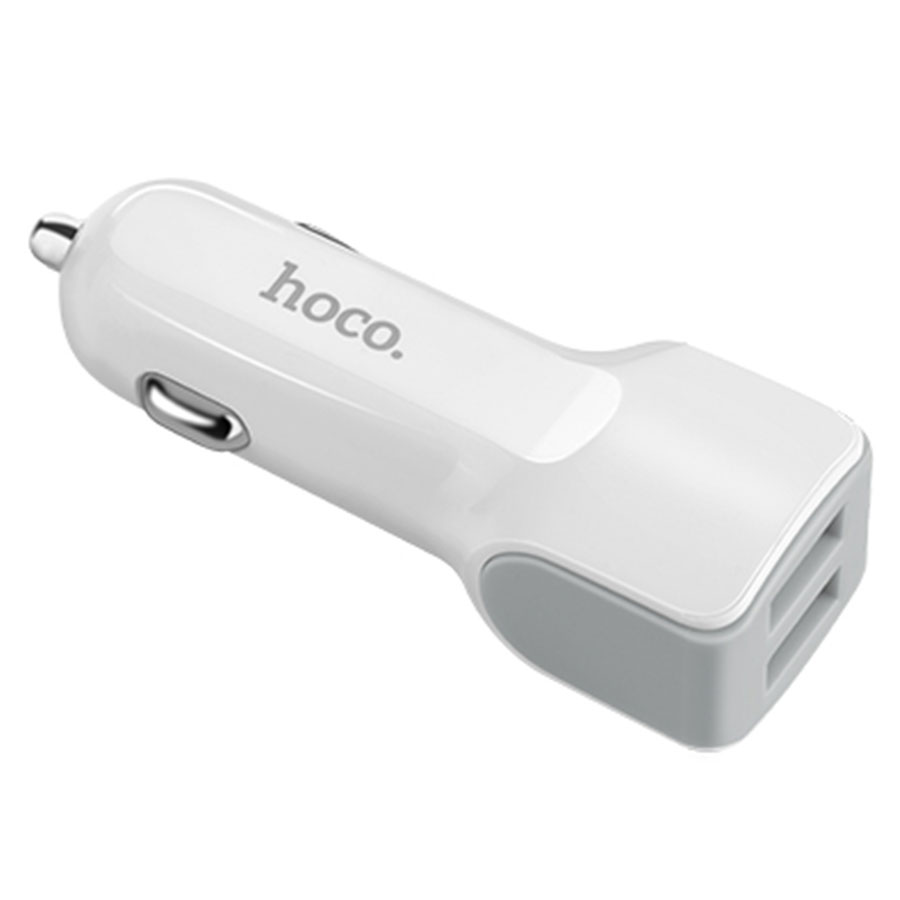 Автомобильное зарядное устройство HOCO Z23 grand style, 2xUSB с Кабелем USB - Lightning, 2.4A, 12W, белый фото