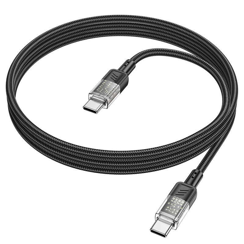 Кабель USB-C HOCO U129 Spirit Type-C - Type-C, 3A, 60W, 1.2 м, черный фото