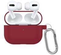 Чехол силиконовый с карабином для Airpods Pro 2, малиновый (13) фото