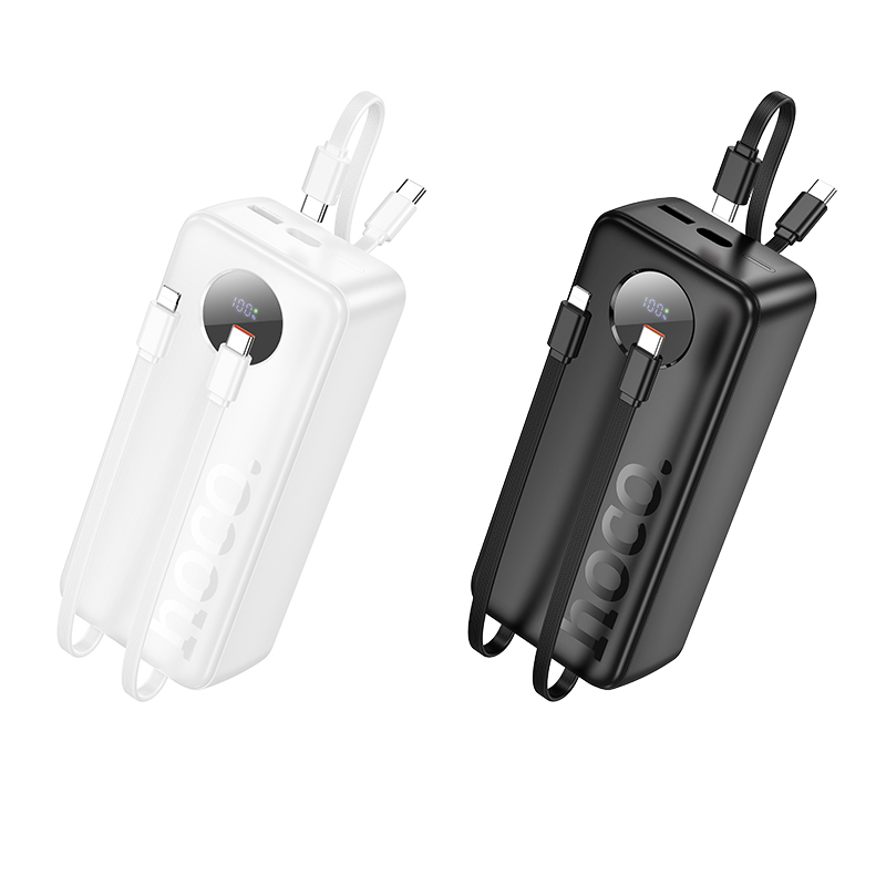 Портативный аккумулятор HOCO J132B Sabio, встроенный кабель Lightning + Type-C, 22.5W, 30000 мА⋅ч, черный фото