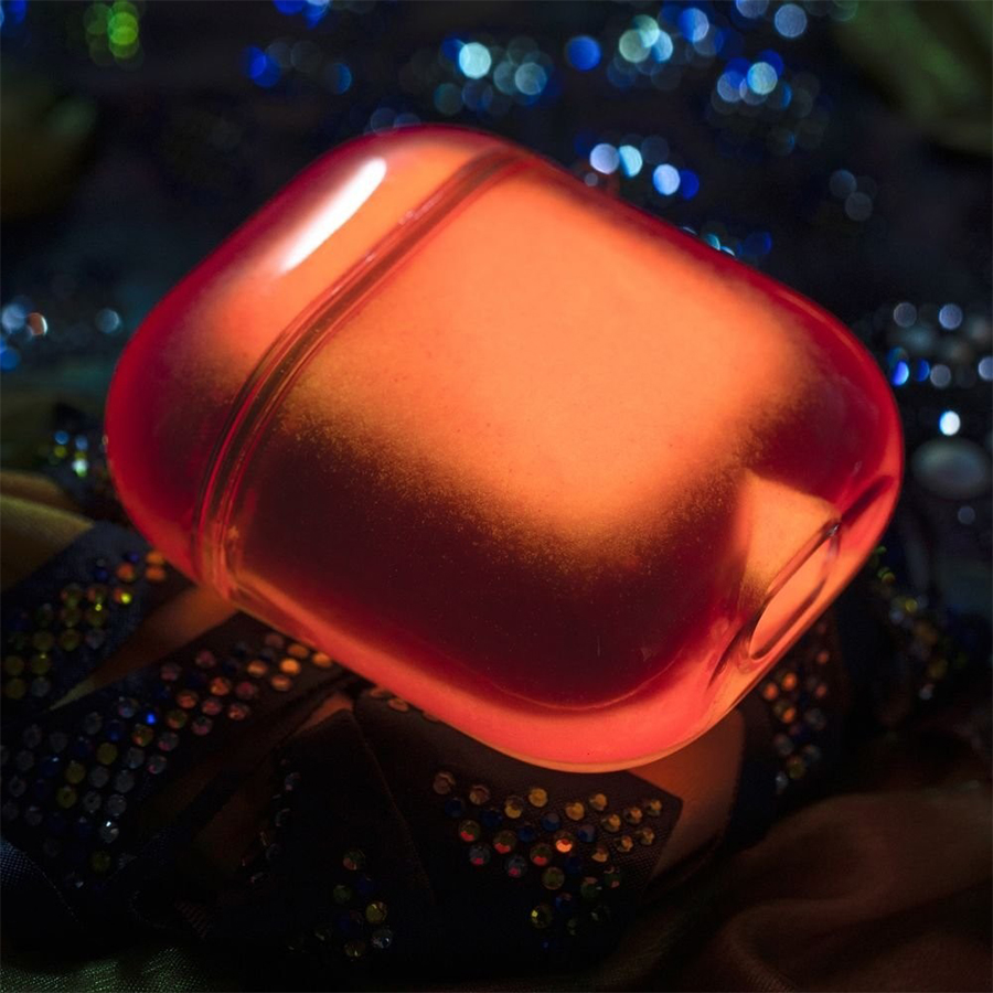 Чехол пластиковый Kingxbar со шнурком для Airpods 2, прозрачный, оранжевый песок (41) фото