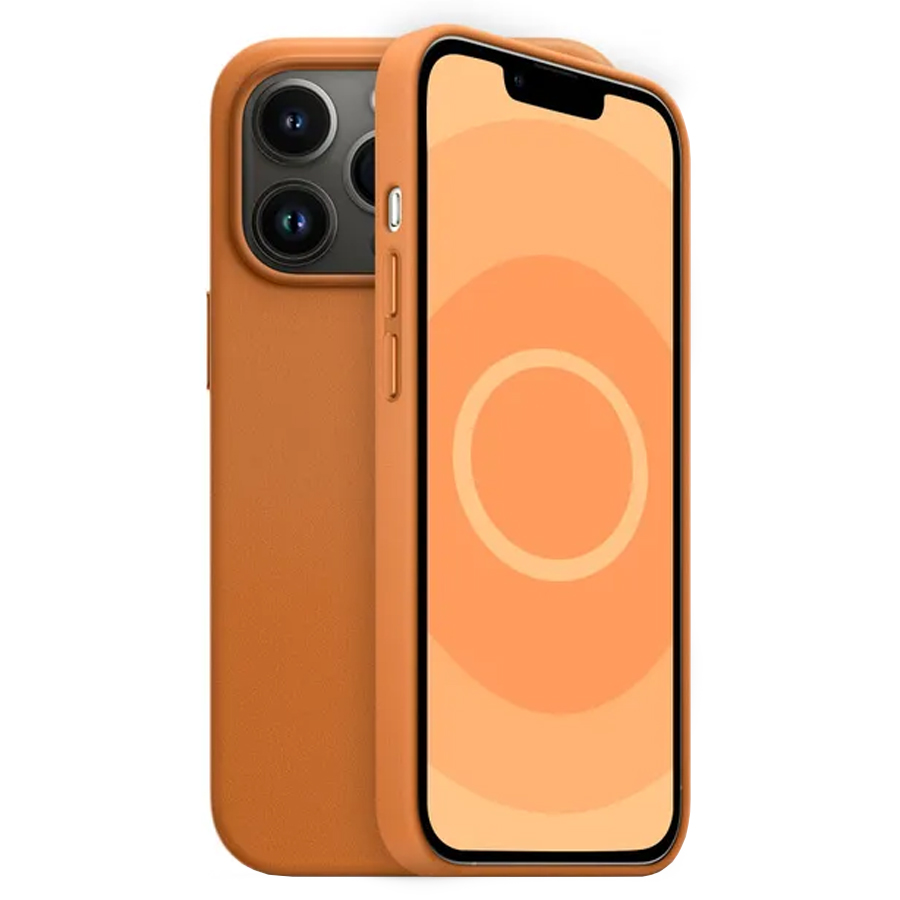 Чехол Leather Case MagSafe для iPhone 13 Pro 6.1", оранжевый (5) фото