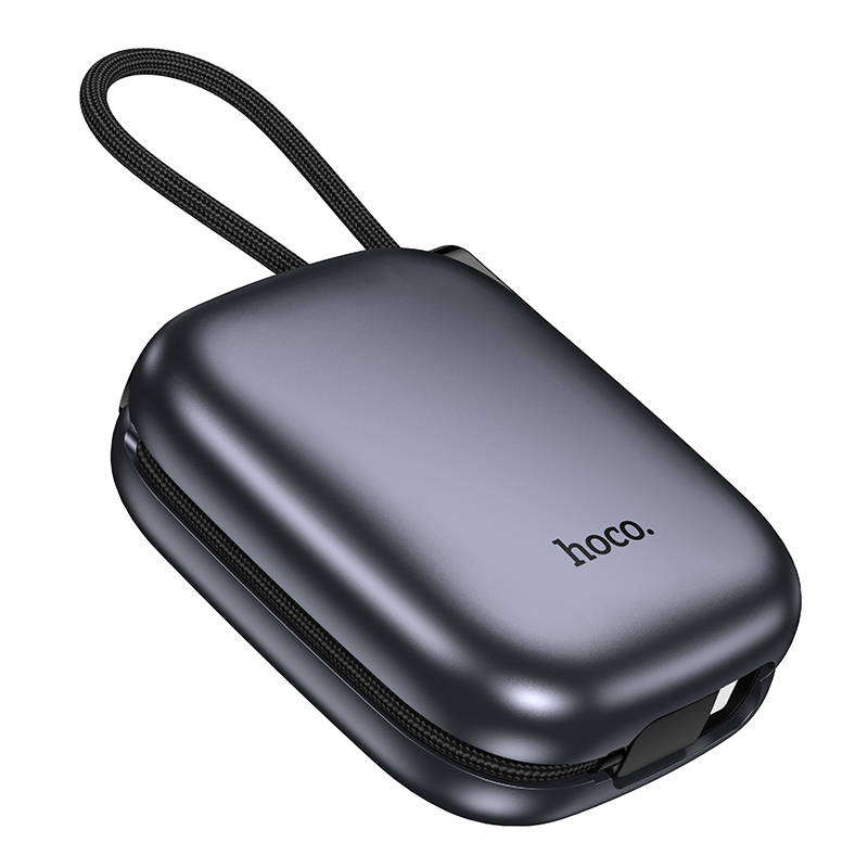 Портативный аккумулятор HOCO Q49 Peak, встроенный кабель Lightning + Type-C, 20W, 10000 мА⋅ч, серый металлик фото