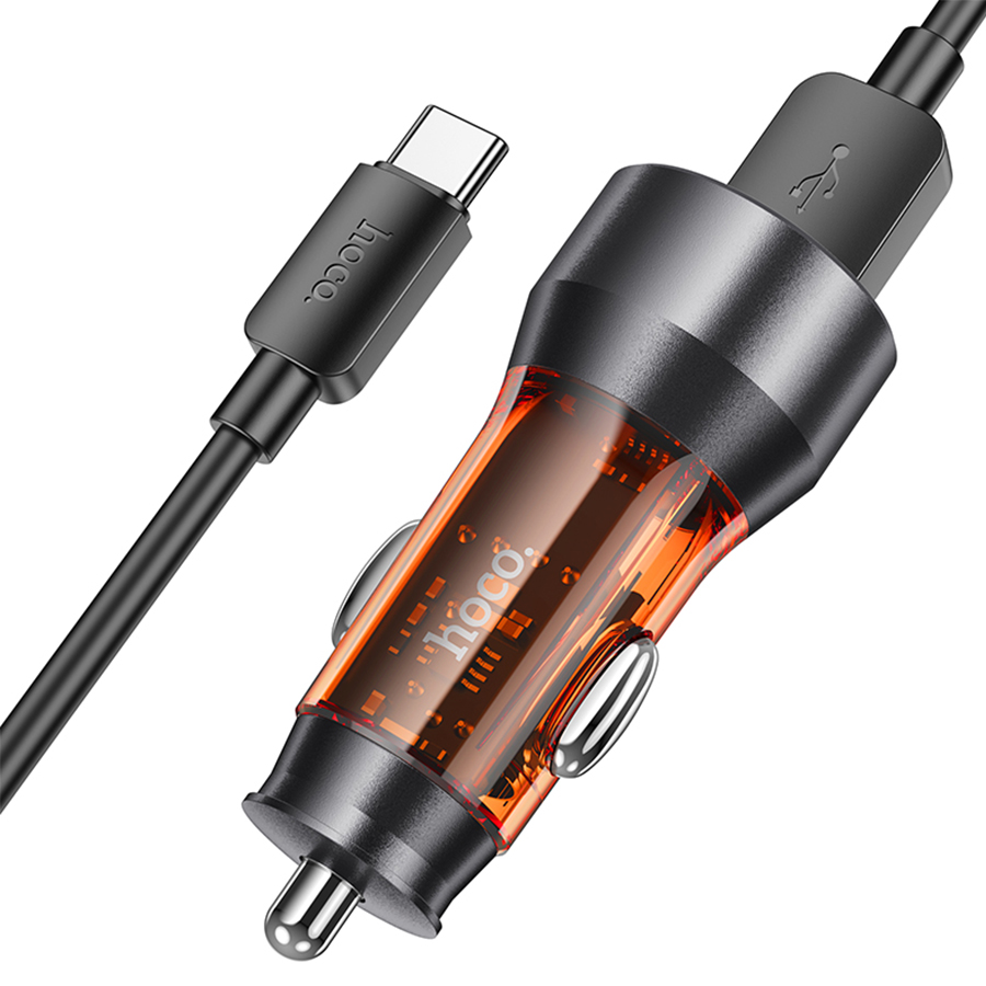 Автомобильное зарядное устройство HOCO NZ12 Prosperity, 2xUSB с Кабелем USB - Type-C, 36W, оранжевый фото