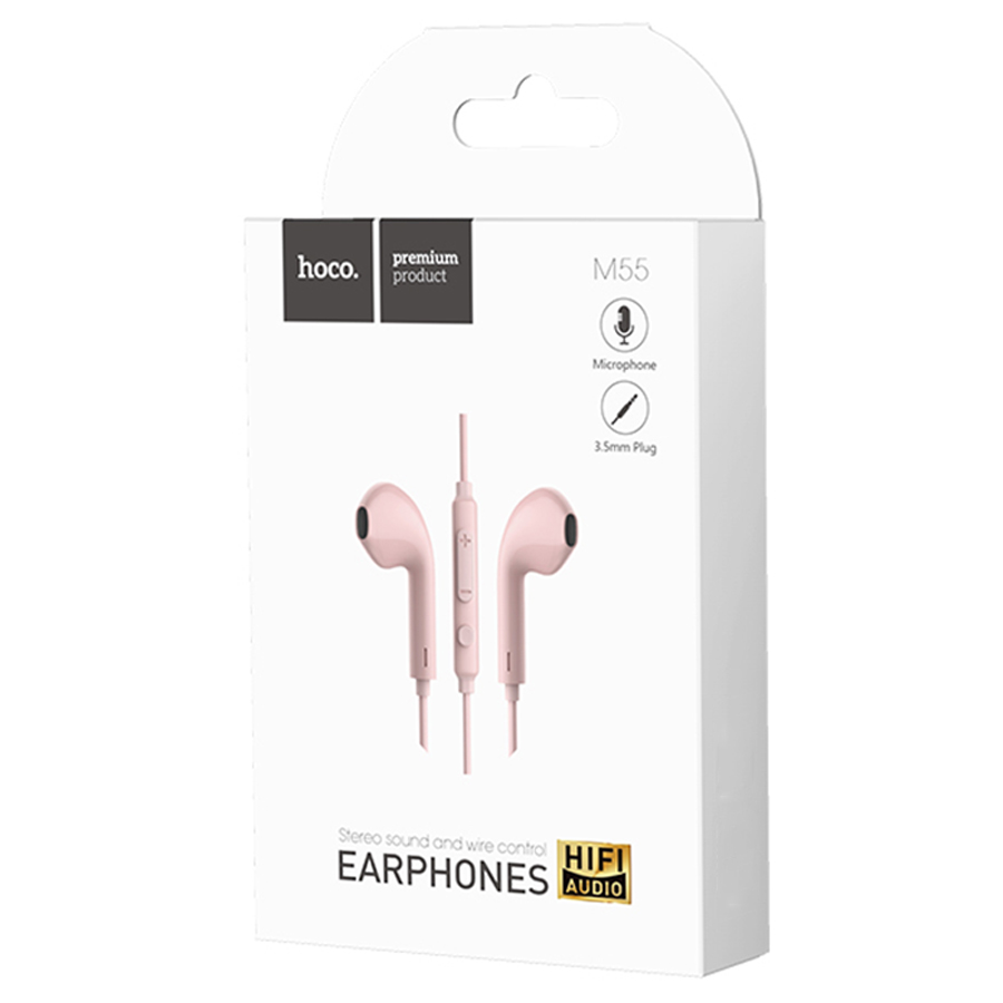 Проводные наушники HOCO M55 Memory, Jack 3.5mm, 1.2 м, розовый фото