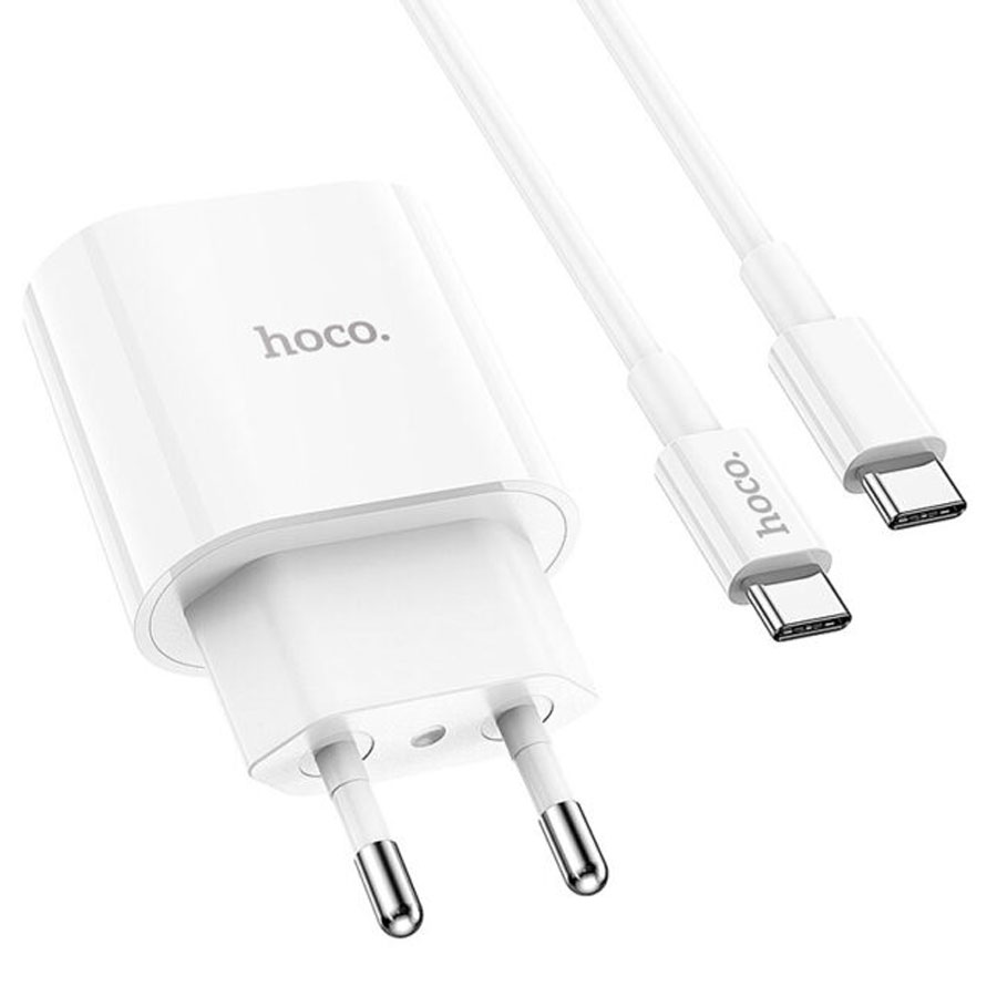 Сетевое зарядное устройство HOCO C94A 1xUSB-C с Кабелем Type-C - Type-C, 3.0A, 20W, белый фото