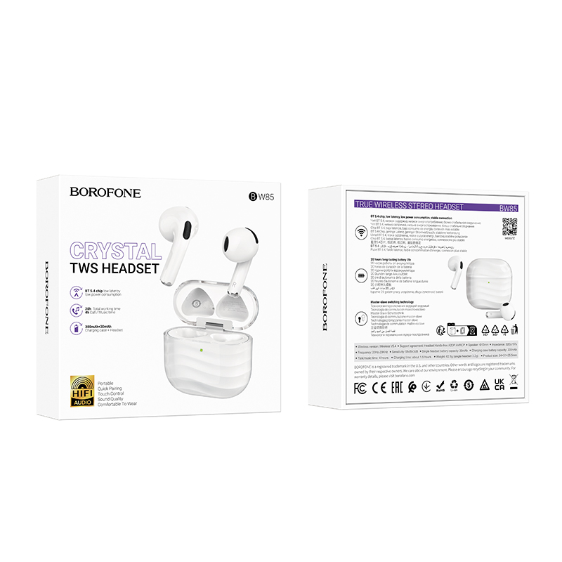 Беспроводные наушники TWS BOROFONE BW85 Smart, Bluetooth 5.4, белый оптом недорого с доставкой Беспроводные наушники TWS BOROFONE BW85 Smart, Bluetooth 5.4, белый фото