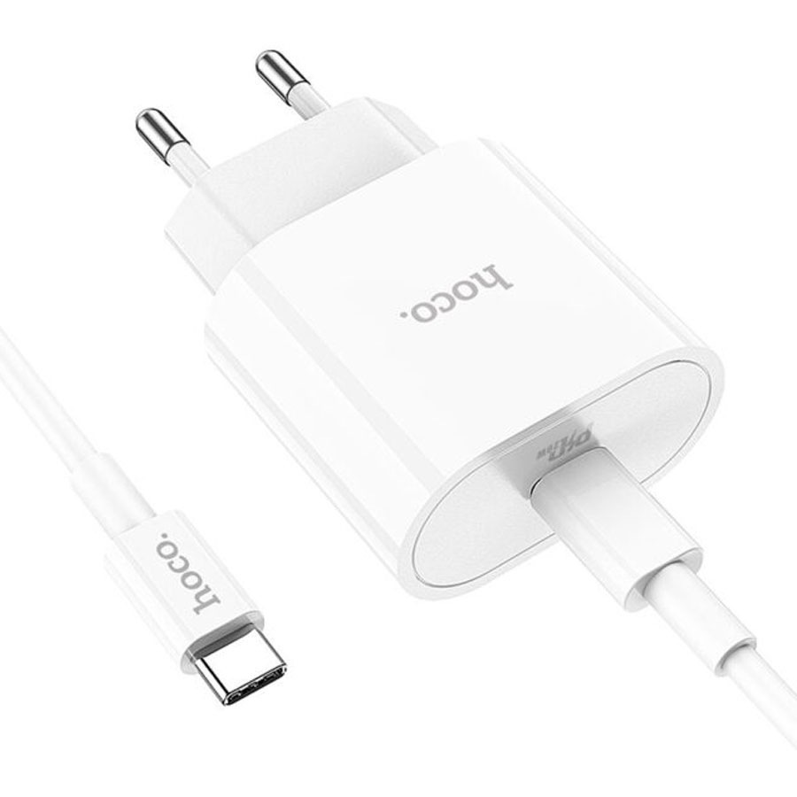 Сетевое зарядное устройство HOCO C94A 1xUSB-C с Кабелем Type-C - Type-C, 3.0A, 20W, белый фото