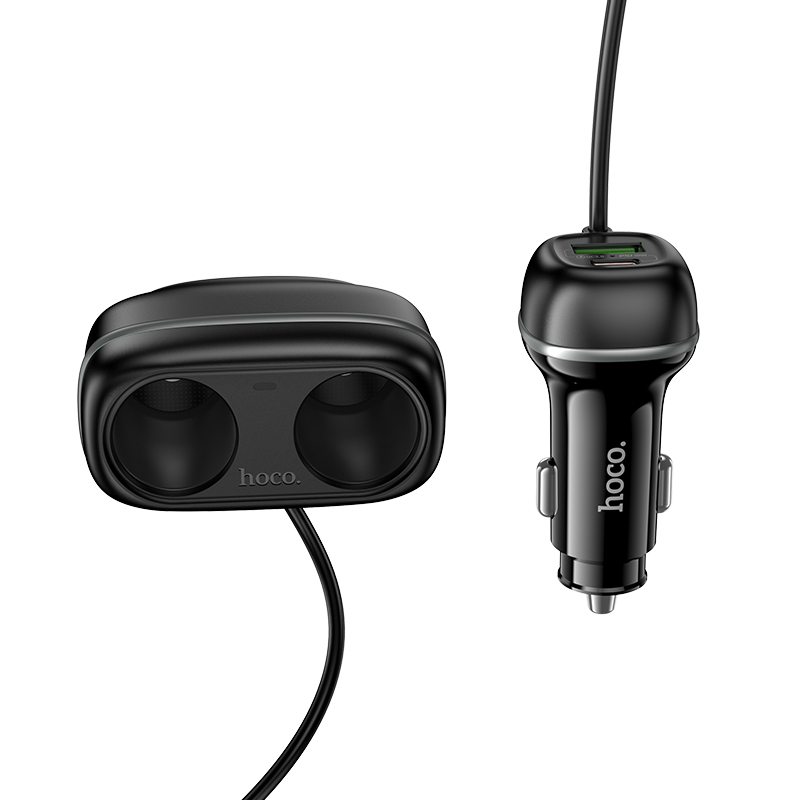 Автомобильное зарядное устройство HOCO Z59 Rank, 1xUSB + 1xUSB-C + 2 прикуриватель, 240W, черный фото