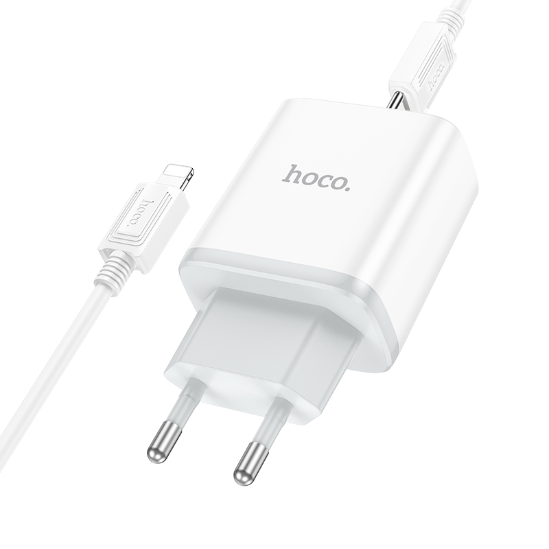 Сетевое зарядное устройство HOCO C104A Stage 1xUSB-C с Кабелем Type-C - Lightning, 20W, белый фото