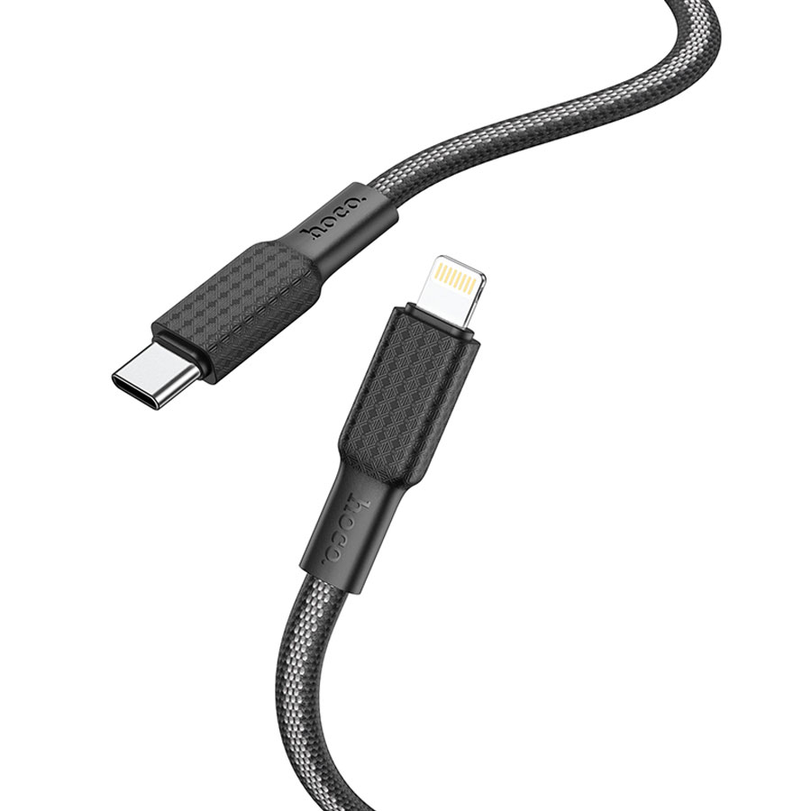Кабель USB-C HOCO X69 Jaeger Type-C - Lightning, 20W, 1 м, черный+белый оптом недорого с доставкой Кабель USB-C HOCO X69 Jaeger Type-C - Lightning, 20W, 1 м, черный+белый фото