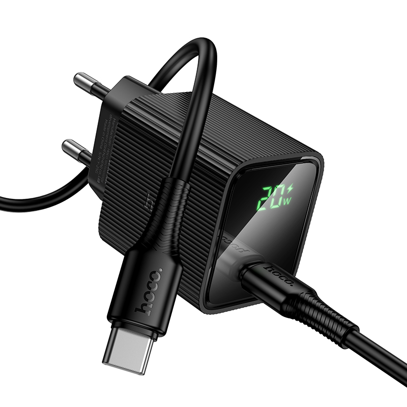 Сетевое зарядное устройство HOCO CS82A Excellent 1xUSB-C с Кабелем Type-C - Type-C, 20W, черный фото