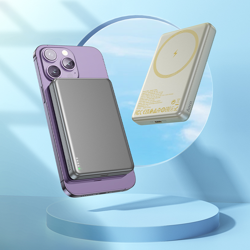 Портативный аккумулятор HOCO Q26A Joy, с беспроводной зарядкой, 20W, 10000 мА⋅ч, серый металлик фото