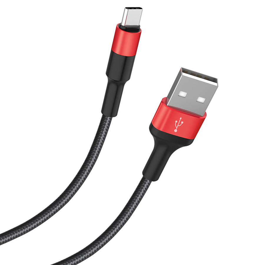 Кабель USB HOCO X26 Xpress USB - Type-C, 2А, 1 м, черный+красный фото
