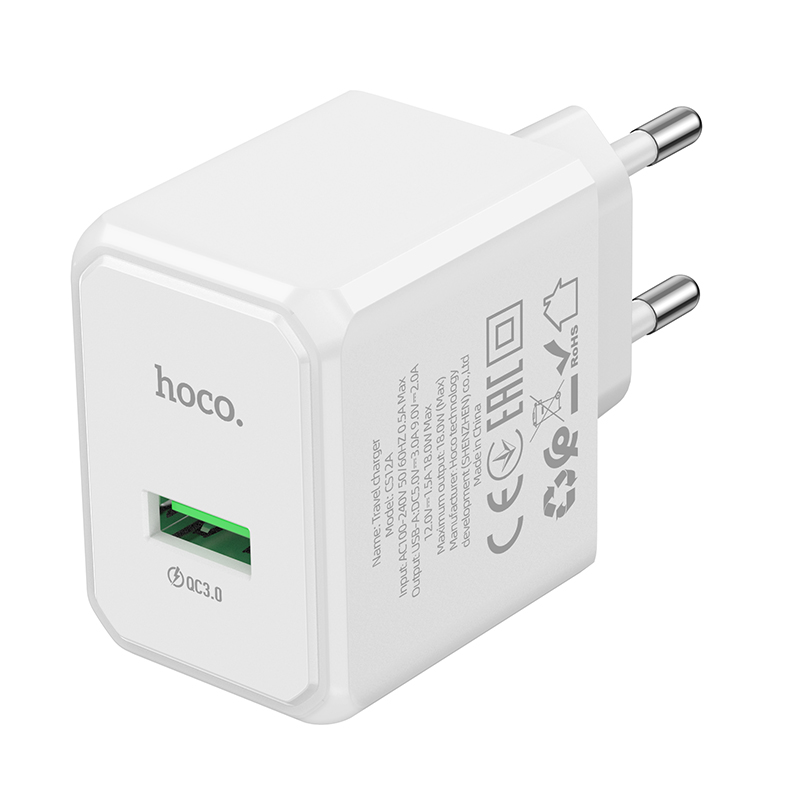 Сетевое зарядное устройство HOCO CS12A Ocean 1xUSB, 18W, белый фото