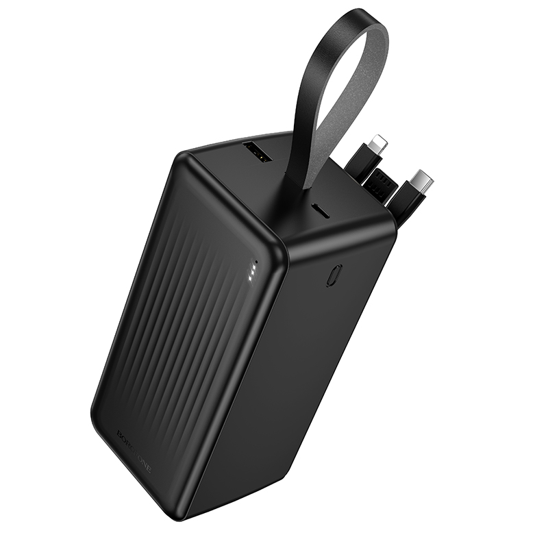 Портативный аккумулятор BOROFONE BJ79C Clever, встроенный кабель Lightning + Type-C, 50000 мА⋅ч, черный фото