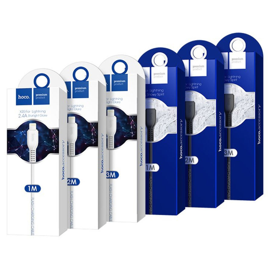 Кабель USB HOCO X20 Flash USB - Lightning, 2.4А, 3 м, белый фото