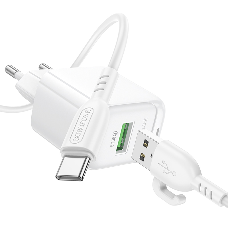 Сетевое зарядное устройство BOROFONE BAS42A Potential 1xUSB с Кабелем USB - Type-C, 18W, белый фото