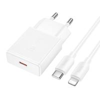 Сетевое зарядное устройство HOCO N72 Speed 1xUSB-C с Кабелем Type-C - Lightning, 20W, белый фото