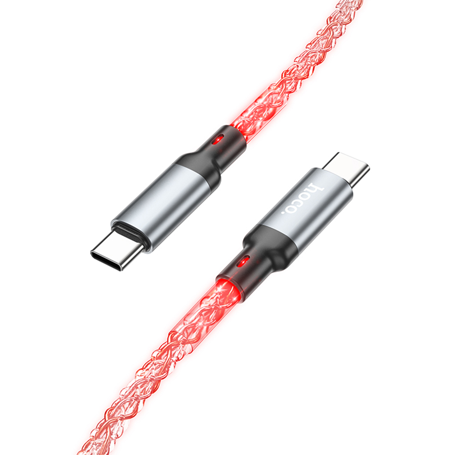 Кабель USB-C HOCO U112 Shine Type-C - Type-C, 3A, 60W, 1 м, серый фото