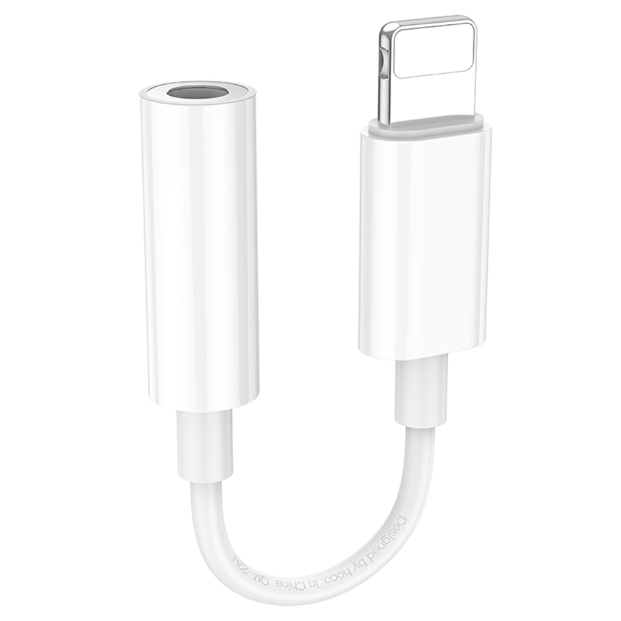Переходник/Адаптер HOCO LS34 Original Lightning (m) - Jack 3,5 (f), 8 см, белый фото