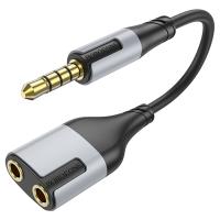 Переходник/Адаптер BOROFONE BL19 2 в 1 Jack 3.5 (m) - Dual Jack 3.5 (f), 15 см, черный фото