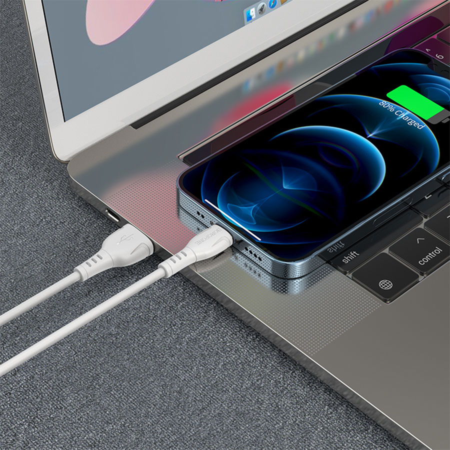 Кабель USB BOROFONE BX51 Triumph USB - Lightning, 2.4А, 1 м, белый оптом недорого с доставкой Кабель USB BOROFONE BX51 Triumph USB - Lightning, 2.4А, 1 м, белый фото