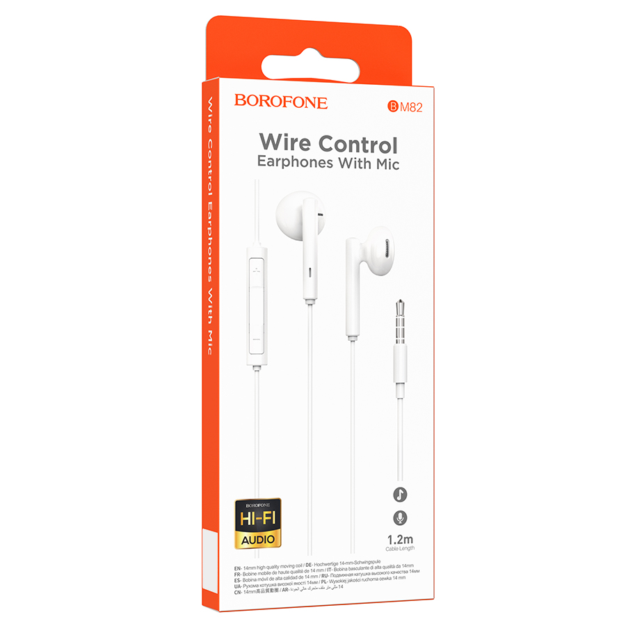 Проводные наушники BOROFONE BM82 Art music, Jack 3.5mm, 1.2 м, белый фото