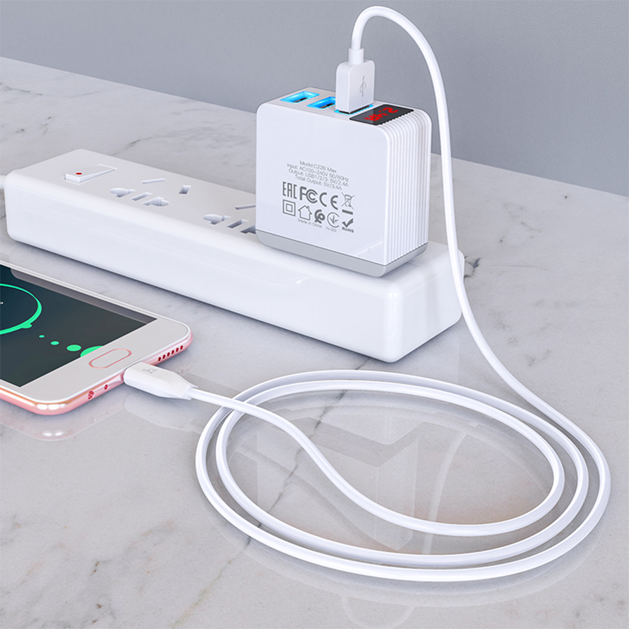 Кабель USB HOCO X1 Rapid USB - MicroUSB, 2.1А, 1 м, белый оптом недорого с доставкой Кабель USB HOCO X1 Rapid USB - MicroUSB, 2.1А, 1 м, белый фото