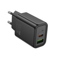 Сетевое зарядное устройство HOCO N61 Gentle 1xUSB + 1xUSB-C, 3A, 20W, черный фото