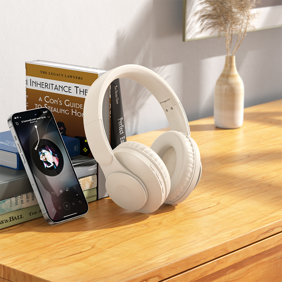 Беспроводные наушники накладные HOCO W45 Enjoy, Bluetooth, кремовый фото
