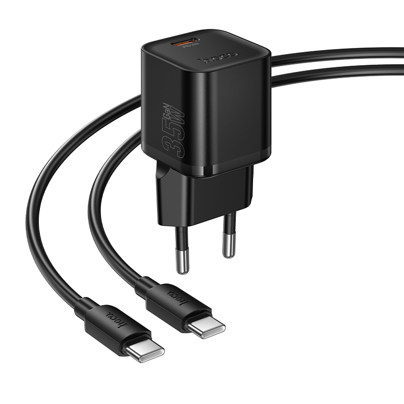 Сетевое зарядное устройство HOCO N66 Ingenious 1xUSB-C с Кабелем Type-C - Type-C, 35W, черный фото