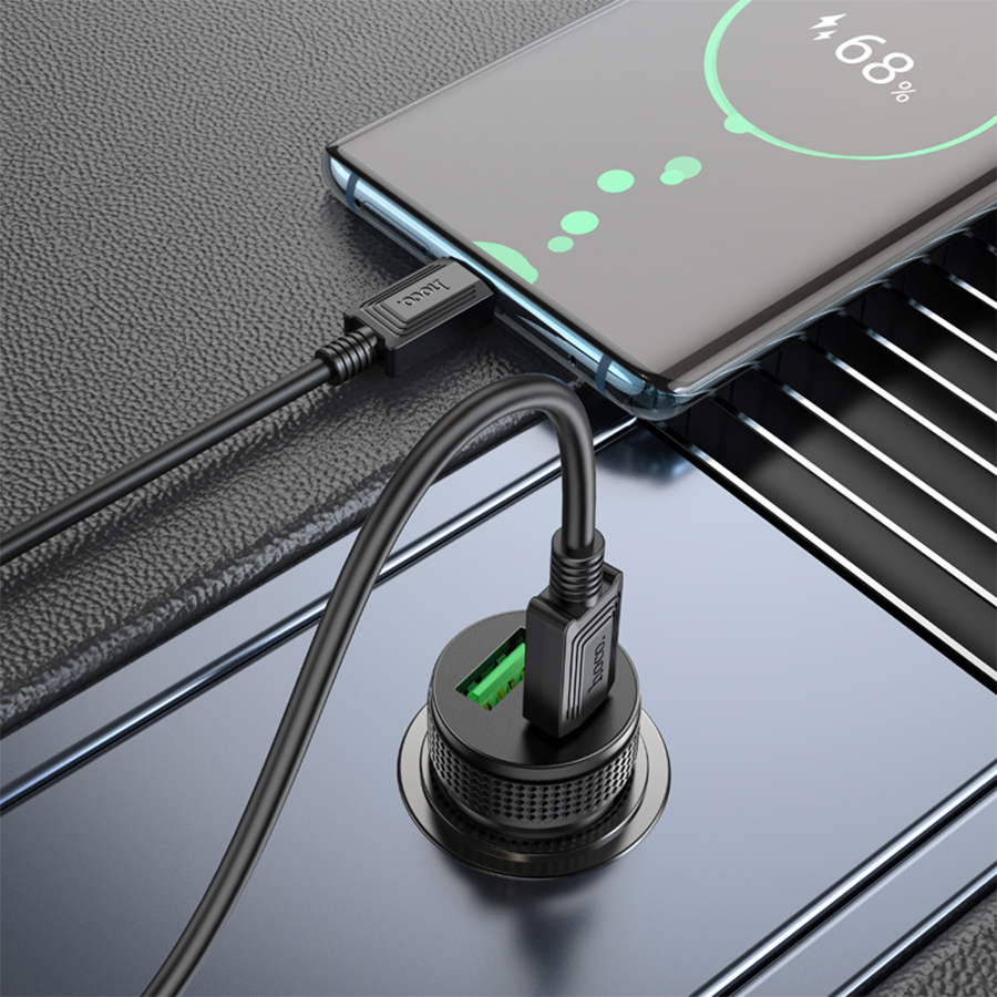 Автомобильное зарядное устройство HOCO Z49B Level, 1xUSB + 1xUSB-C, 38W, черный фото