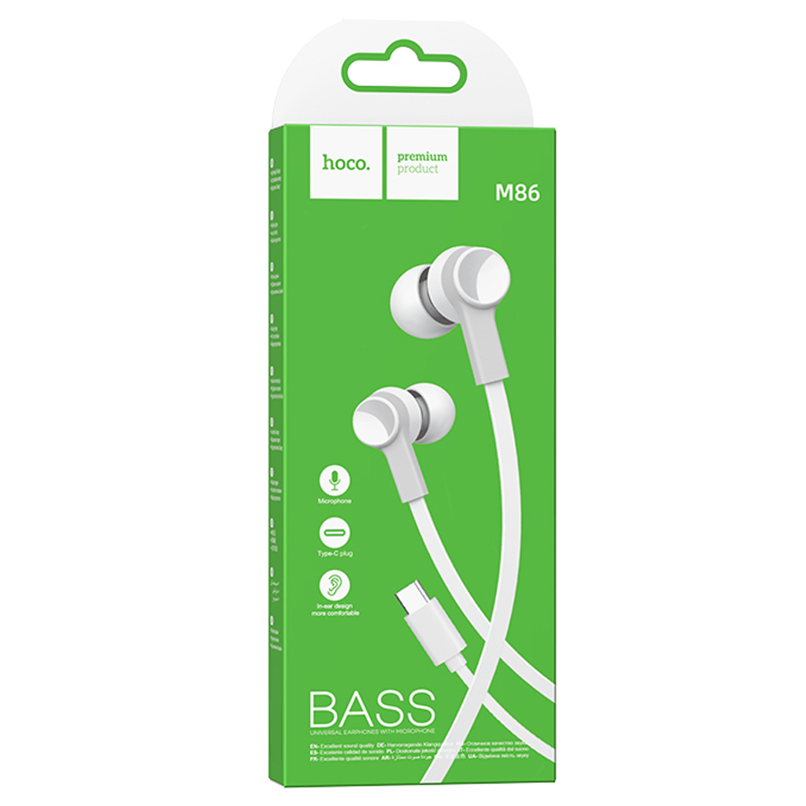 Проводные наушники HOCO M86 Oceanic, Type-C, 1.2 м, белый фото