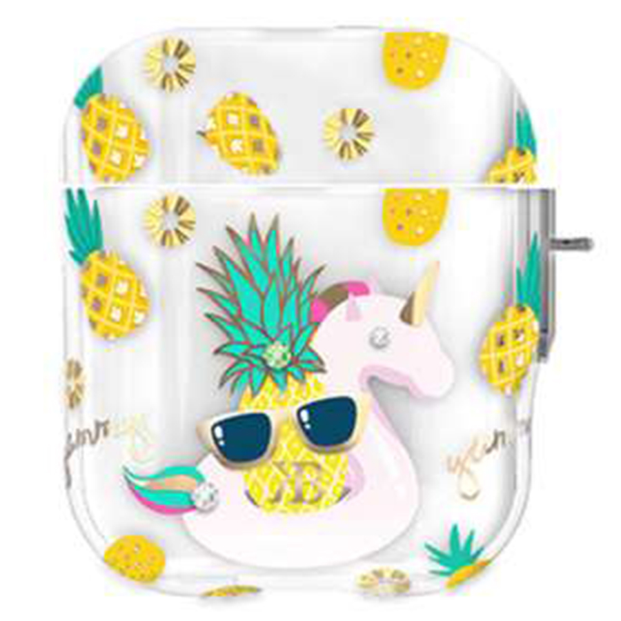 Чехол пластиковый Kingxbar со шнурком для Airpods 2, прозрачный, единорог (18) фото