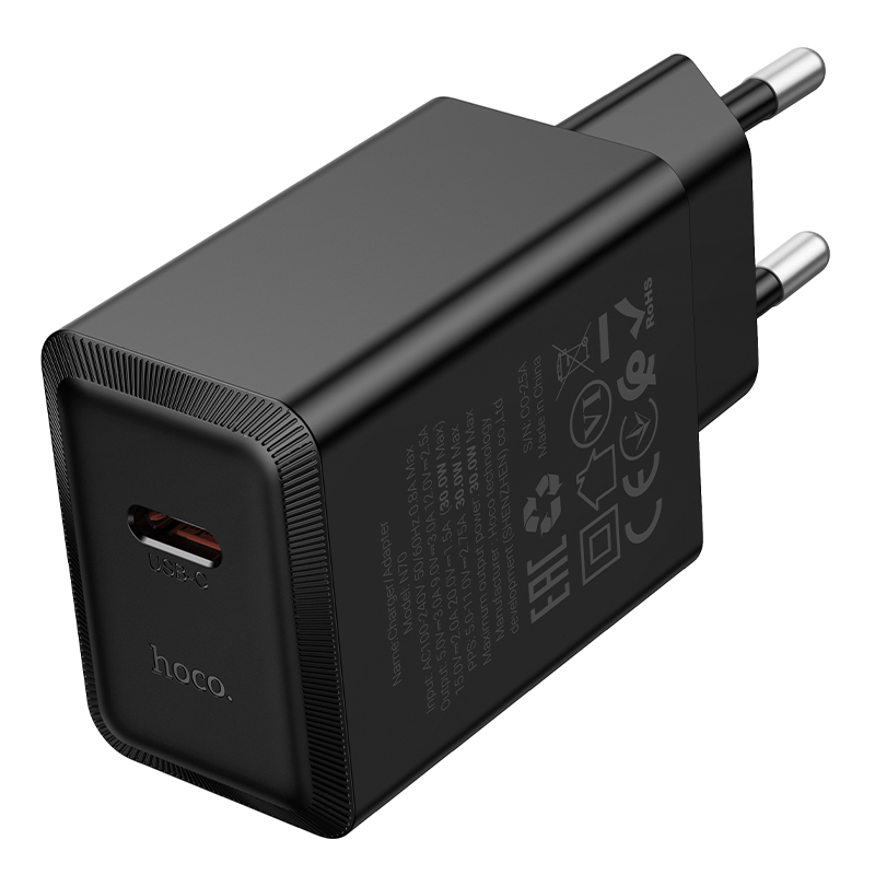Сетевое зарядное устройство HOCO N70 Nuevo 1xUSB-C, 30W, черный фото