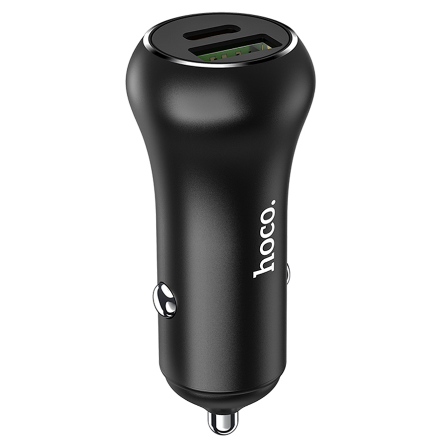 Автомобильное зарядное устройство HOCO Z38 Resolute, 1xUSB + 1xUSB-C, 38W, черный фото