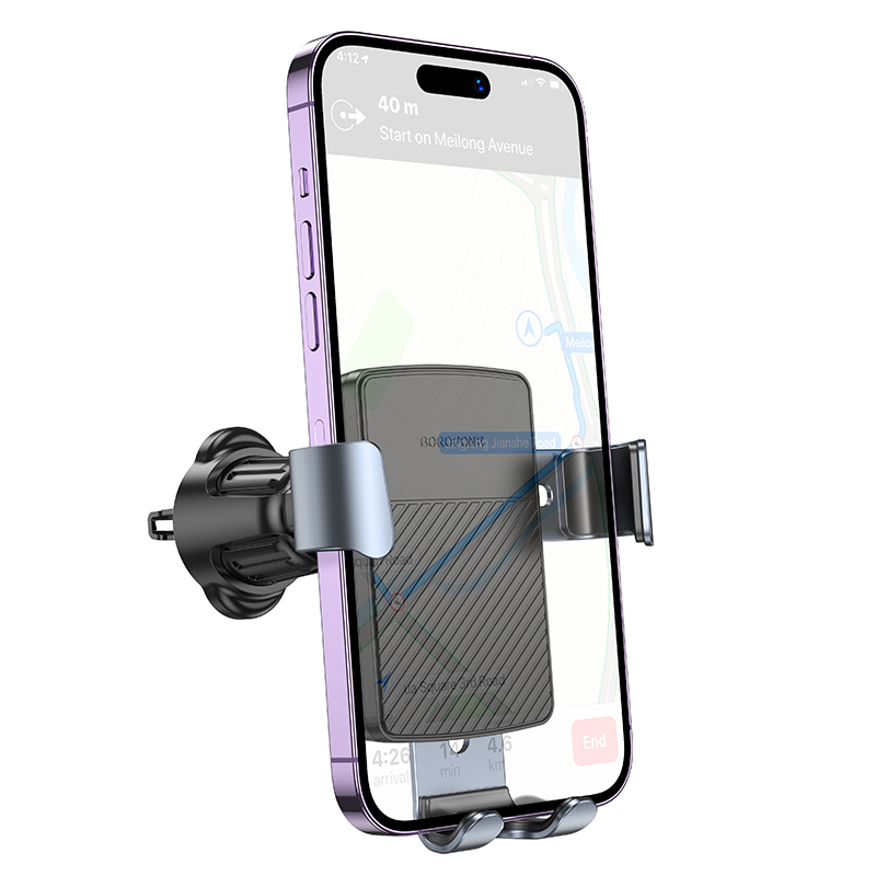 Автомобильный держатель BOROFONE BH118 Refined, зажимной, на воздуховод, черный+серый металлик фото