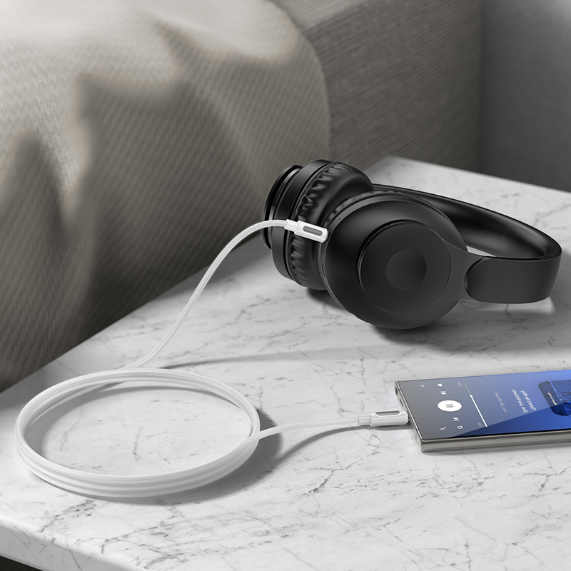 Аудиокабель BOROFONE BL20 True sound AUX Jack 3,5 (m) - Type-C (m), 1 м, белый фото
