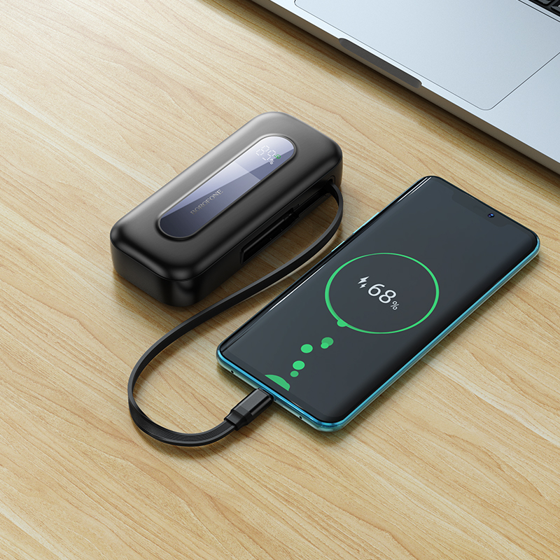 Портативный аккумулятор BOROFONE BJ74 Hermoso, встроенный кабель Type-C, 20W, 10000 мА⋅ч, черный фото