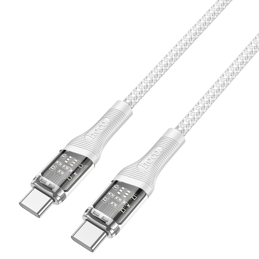 Кабель USB-C HOCO U111 Transparent Type-C - Type-C, 3A, 60W, 1.2 м, серый фото