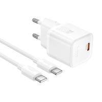 Сетевое зарядное устройство HOCO N66 Ingenious 1xUSB-C с Кабелем Type-C - Type-C, 35W, белый фото