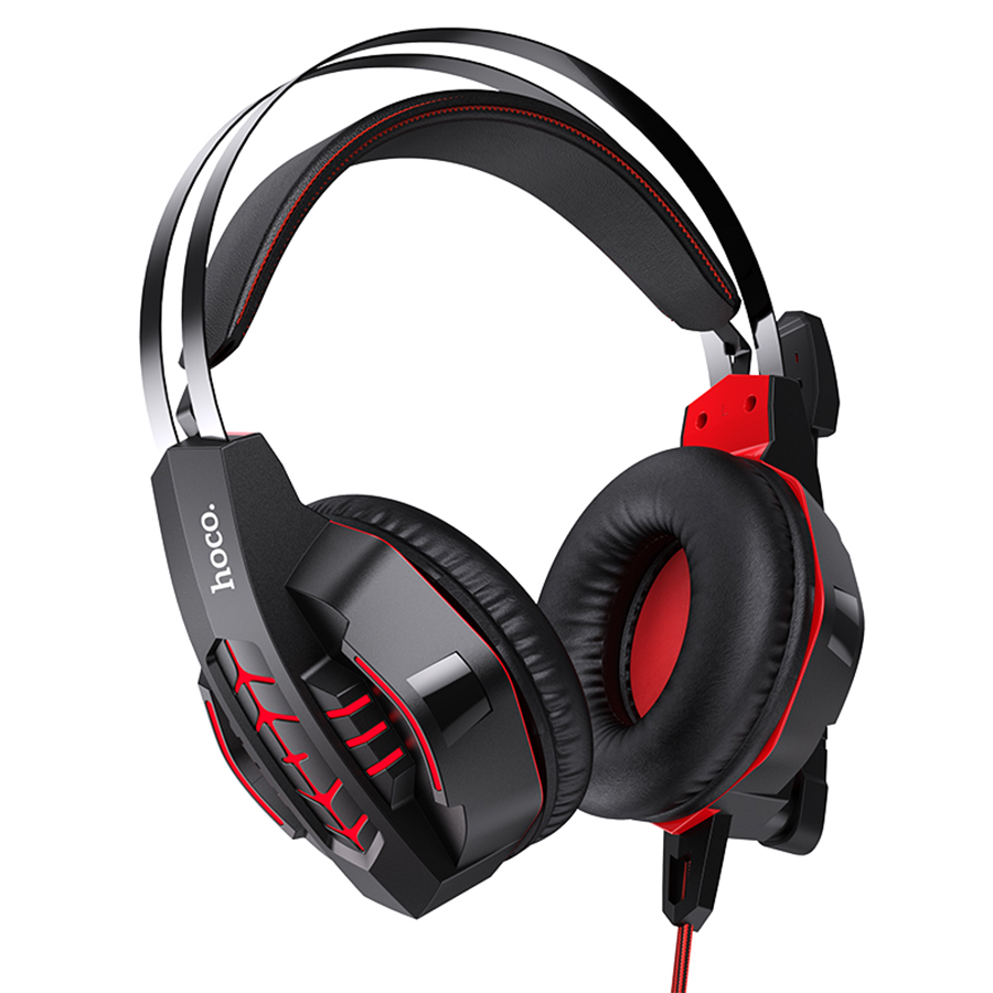 Проводные наушники HOCO W102 Cool tour gaming, USB+Jack 3.5mm, 2 м, красный фото