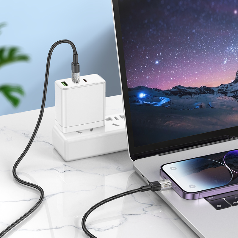 Кабель USB-C HOCO U129 Spirit Type-C - Lightning, 27W, 1.2 м, черный фото