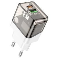 Сетевое зарядное устройство BOROFONE BA80A Scenery 1xUSB + 1xUSB-C, 20W, черный фото