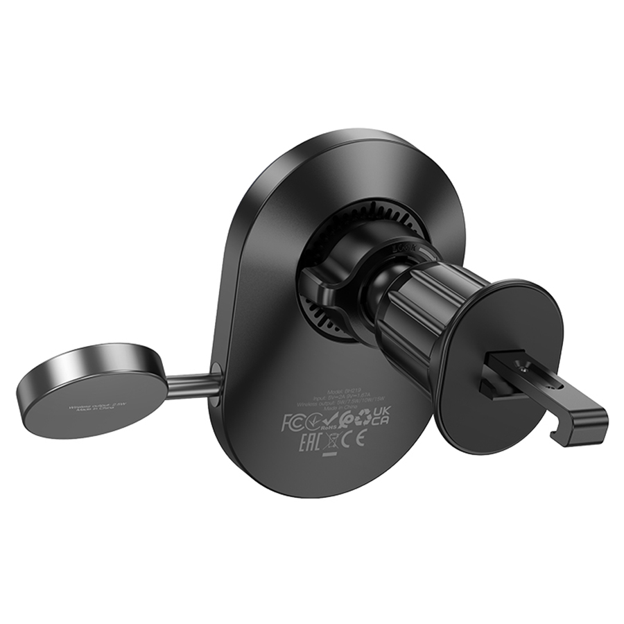 Автомобильный держатель BOROFONE BH219 Fine, магнитный с беспроводной зарядкой, 15W, на воздуховод, черный фото