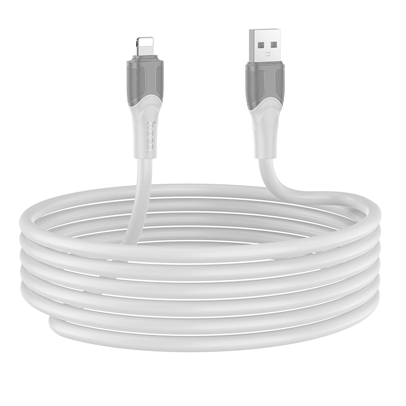 Кабель USB HOCO X106 Big bull USB - Lightning, 2.4А, 12W, 2 м, серый фото