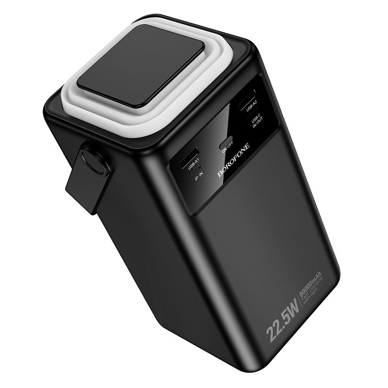 Портативный аккумулятор BOROFONE BJ65B High, встроенный кабель Lightning + Type-C + MircoUSB, 22.5W, 80000 мА⋅ч, черный фото