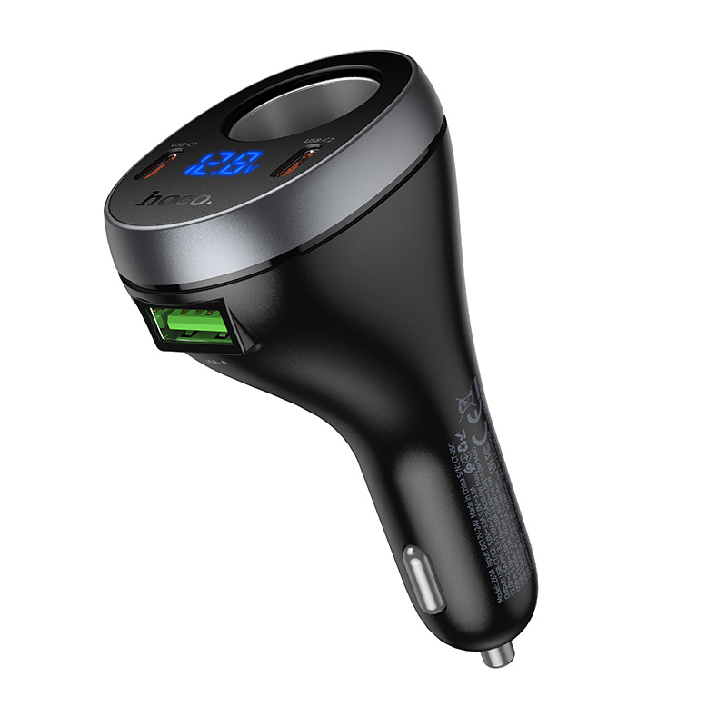 Автомобильное зарядное устройство HOCO Z61A Correct, 1xUSB + 2xUSB-C + 1 прикуриватель, 60W, черный фото